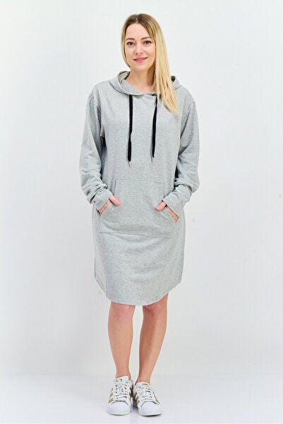 Tiana B Women Heather Hooded Sweatshirt Dress, Grey