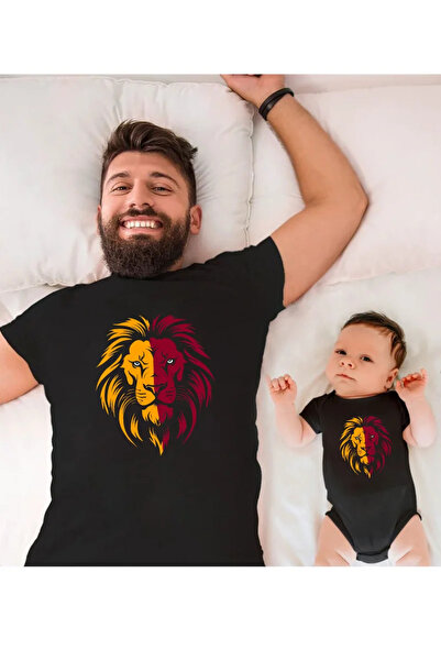 Tshirthane Galben Roșu Leon Tată Fiu Fată - Preț unic pentru produs, cu 2 coșuri