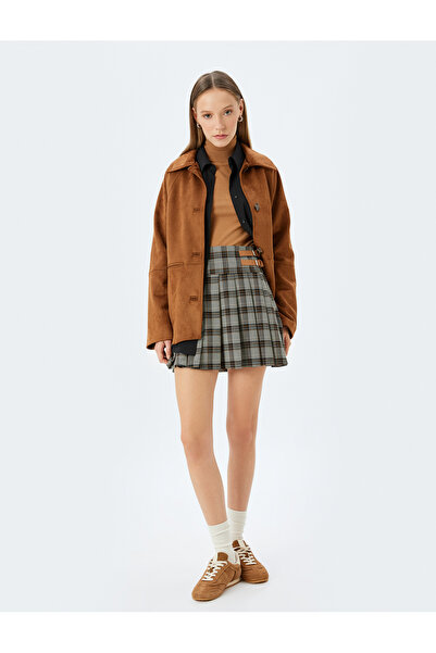 Koton Μίνι Ζώνη Λεπτομερής Πλισέ Φούστα