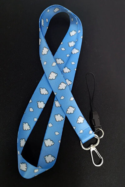 Apptakı Mavi Bulut Yaka Kartı Aksesuar Boyun İpi Boyun Aski İpi Telefon Askıs...