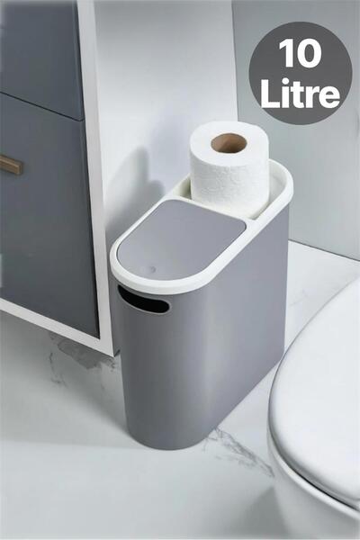 Bayev Kups Gri 10 Lt Click Çöp Kovası , Mutfak, Banyo, Tuvalet Çöp Kutusu Tuv...