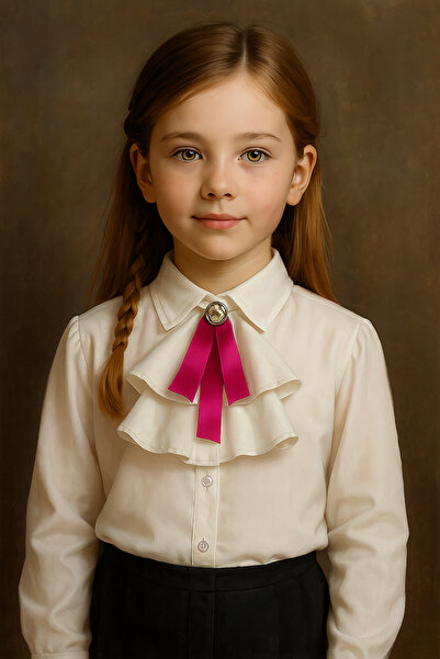 Elayza Cămașă albă pentru fete cu mâneci lungi cu eșarfă detașabilă și acceso...