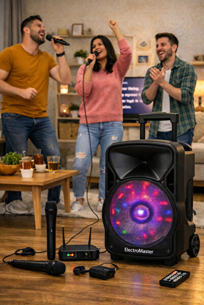 ElectroMaster 150w 30cm Portatif Taşınabilir Mikrofonlu Amfili Seyyar Ses Sis...