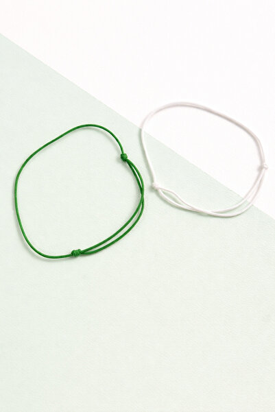 Crystal Atelier Yeşil beyaz kaydırmalı kilit örgü taraftar bilekliği