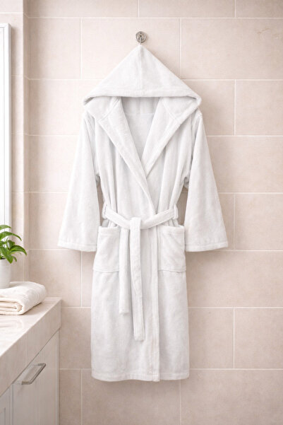 MYSOFTHOME Bathrobe Triga/ Velvet Hooded 100% Cotton Pieces /Ultra Soft-Textured