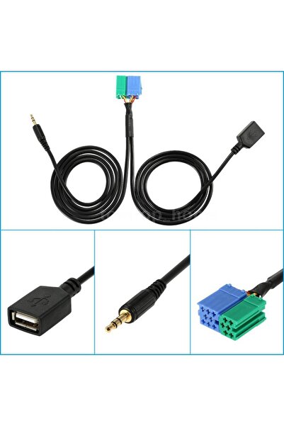 Techmaster Hyundai Tucson Santa Fe ile Uyumlu Usb ve Aux Kablosu Sku22