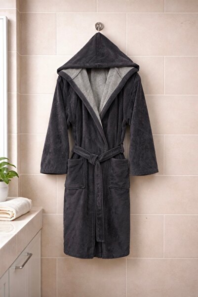MYSOFTHOME Bathrobe Triga/ Velvet Hooded 100% Cotton Pieces /Ultra Soft-Textured