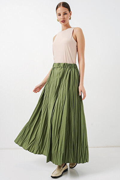 Bigdart Γυναικεία μακριά τσαλακωμένη φούστα 8042 - A.Khaki