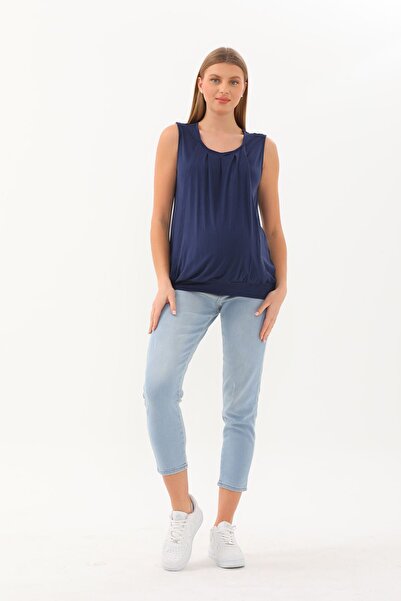 MEGHAN L.A Navy Blue Maternity & Maternity Nursing Blouse