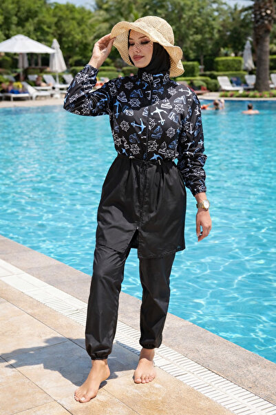 DLC Tekstil Μαγιό με μοτίβο άγκυρας, ρυθμιζόμενο στη μέση, πλήρως καλυμμένο