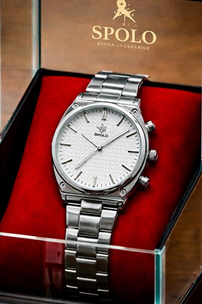 S.POLO Yeni Sezon Gümüş Renk Şık Model Erkek Kol Saati Bileklik Hediyeli Baba...