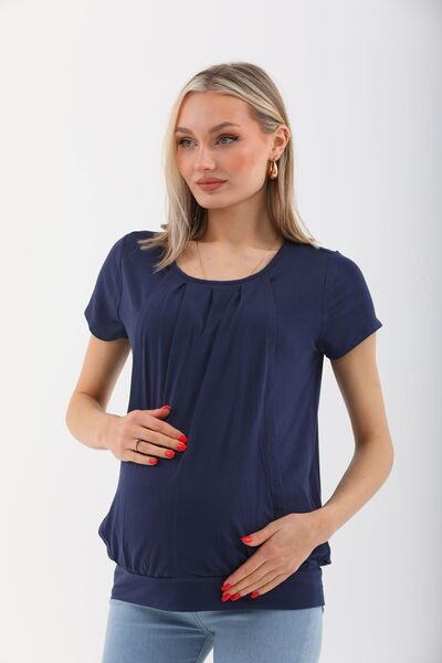 MEGHAN L.A بلوزة من القماش الناعم للحوامل والرضع باللون الأزرق الداكن