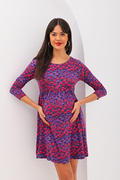 MEGHAN L.A Hamile Beli Lastikli Desenli Elbise