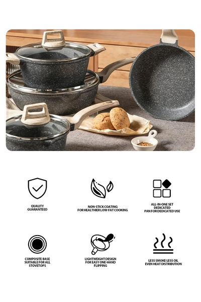 Vitakit Deepened Non-Stick Wok, Household Multi-Functional 4-Piece Cooking Set