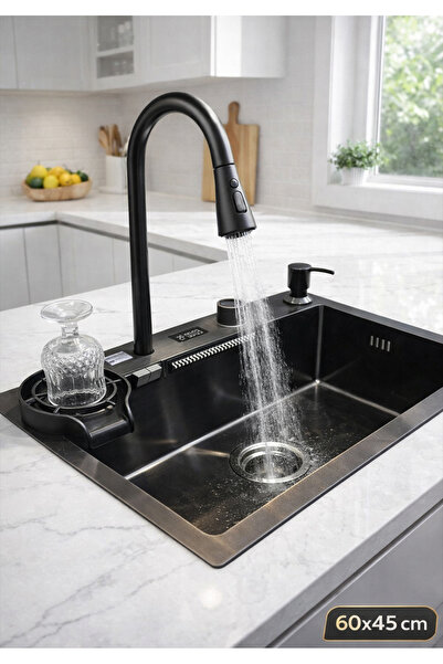 ROBO Dijital Akıllı Eviye Seti Siyah 60x45 cm