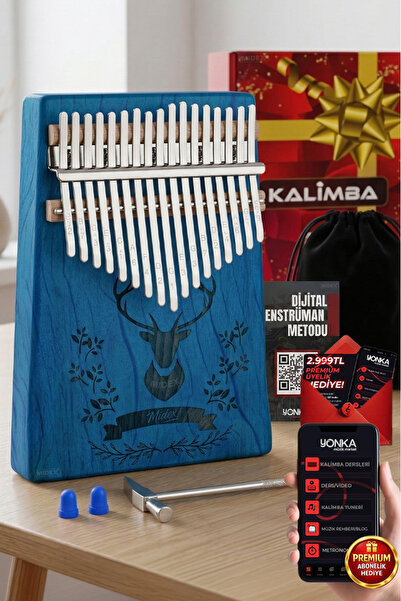 Midex Klx-454g Hakiki Ağaç Geyik Desenli Kalimba 17 Tuşlu