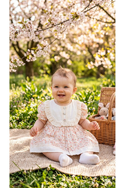 PURE BABY NATURA 9 ay Müslin Kumaş Bebek - Kız Çocuk Desenli Elbise