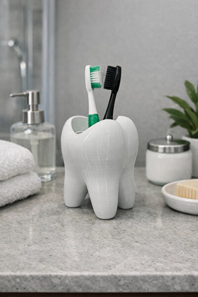 Eynes Aydınlatma حامل فرشاة أسنان على شكل سن، حامل فرشاة أسنان زخرفي من البلا...