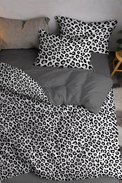 MonoHome Leopard Double Duvet Cover Set Custom Woven Cotton Satin Wild Leopard