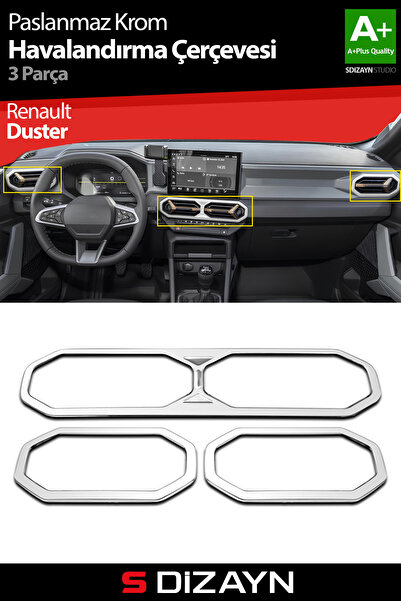 S Dizayn S-Dizayn Renault Duster Krom Havalandırma Çerçevesi 3 Prç. 2024 Üzer...