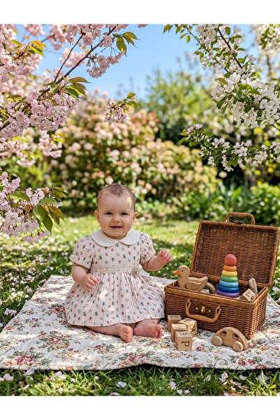 PURE BABY NATURA 9 Months Muslin Fabric Baby - Girl Patterned Dress