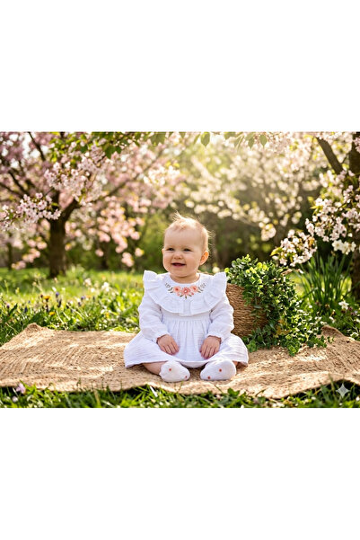 PURE BABY NATURA Muslin Fabric Baby - Girl Patterned Dress