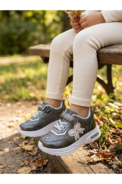 benitto kids Girl's Glittery Lighted Velcro Daily Comfortable Sole Sports Sho...