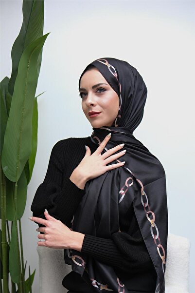 49eyşanipek Kenar Zincir Desenli Dijital Soft Şal