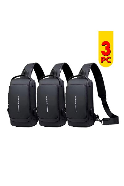 Generic 3PC-Black Waterproof Polyester Slim Unisex Crossbody Sling Bag Chest ...
