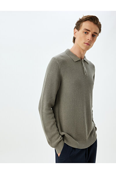 Koton Tricotaj de iarnă Pulover Guler polo basic nasturi Bumbac