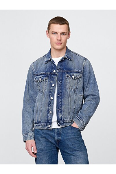 GAP Erkek Açık Mavi Classic Icon Washwell™ Denim Ceket