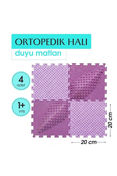 Ortohalı 4 Modüllü Ortopedik Halı Çocuk Duyu Matları Renkli Puzzle Çocuk Masa...