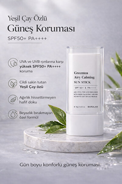 Barulab Greentea Airy Calming Sun Stick Spf50 Pa - Yüksek Uv Korumalı Yeşil Ç...