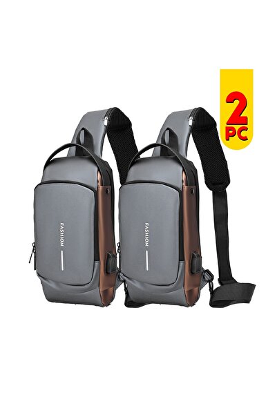 Zen Store 2 PC-GRAY Waterproof Polyester Slim Unisex Crossbody Sling Bag Ches...