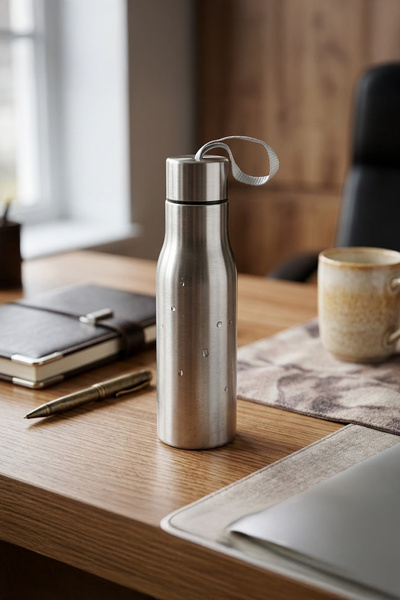 Vadi زجاجة مياه ستانلس ستيل فضي 600 مل