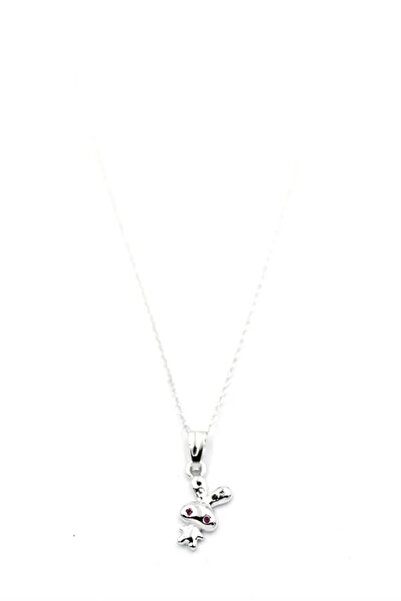 Royaleks قلادة على شكل أرنب من القطيفة - فضي