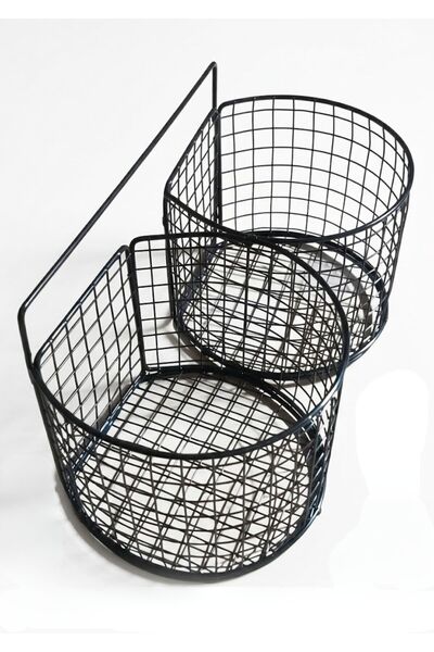 TSUMAB سلال تخزين مزدوج مثبتة على الحائط - منظم مطبخ معدني شديد التحمل