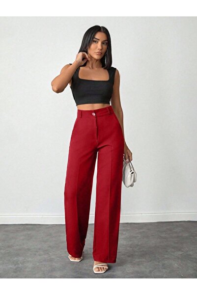 Hazel Women's red unpleated Palazzo Pants