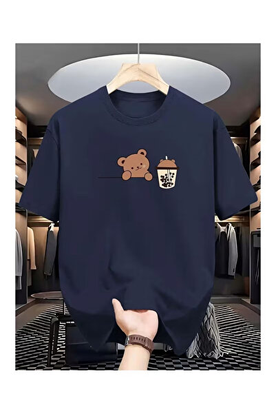 ZEMLİYA Unisex "Bear Bubble Tea" Printed T-Shirt -Modern Style