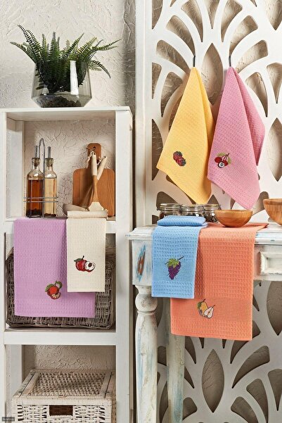 Pazarplus 6-Piece Set of Cotton 40 X 60cm Fruit Kitchen Towels Kitchen Drying...