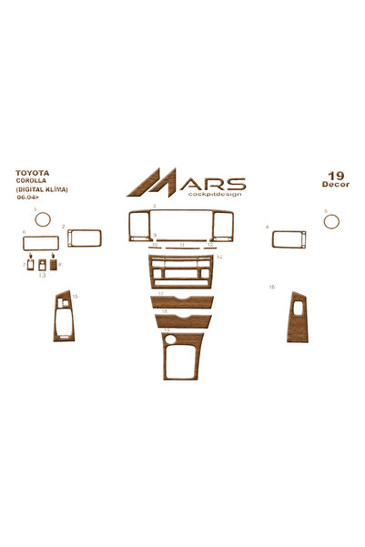 Marscockpitdesign Toyota Corolla 2004- Dashboard Console Cover (Digital Clima...