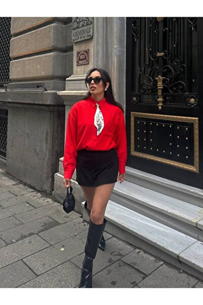 By BAYANA Oversized Women's Shirt with Removable Scarf