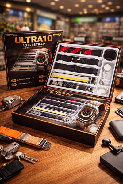 49mm Uyumlu Akıllı Saat 10 Kayışlı Set Bluetooth Arama Spor Modu Şarj Kablolu Akıllı Saat Seti