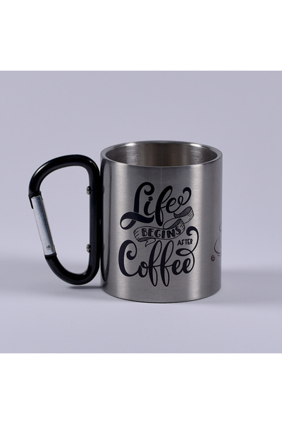 Antok Art AntokArt Mug with Metal Carabiner 200 ml - Coffee Grey