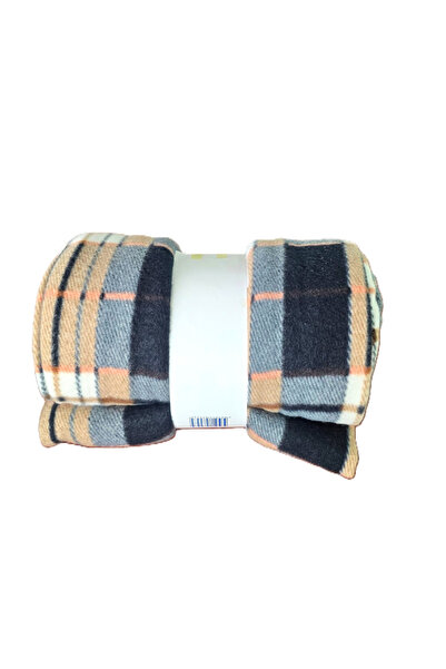 Kotonia Home fleece blanket - Geometric decor, double-sided, 130x180 cm, blac...