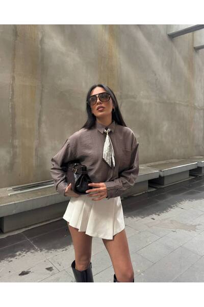 By BAYANA Oversized Women's Shirt with Removable Scarf