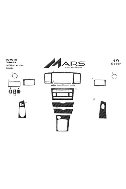 Marscockpitdesign Toyota Corolla 2004- Dashboard Console Cover (Digital Clima...