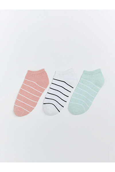 LC Waikiki Pink Striped Women's Booties Socks 3-Piece Set