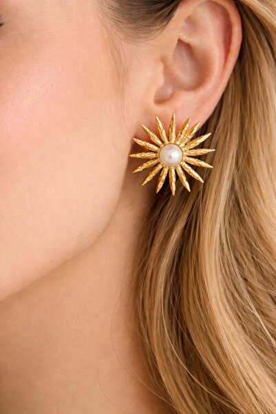 Takıtolia أقراط زوريا الذهبية الأنيقة المرصعة باللؤلؤ والنجوم الذهبية