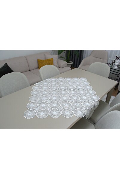 tiftikhome Fransız Dantel Zemini Siyah Tül Tek Fiskos 90x90cm Sarmaşık Desenl...